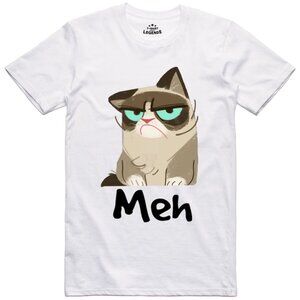 Meh Cat T-Shirt | Grumpy Cartoon Cat Tee | Funny Sarcastic Cat Shirt | Cat Lover